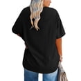 thumbnail image 3 of Langwyqu Solid Color V Neck Women Plus Size Casual Tee Shirt Loose Fit Tunic Tops, 3 of 5