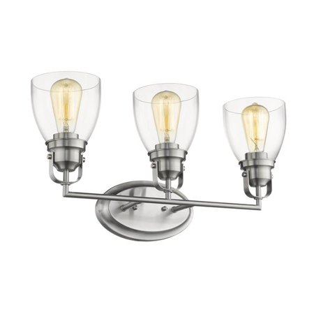 

Lily Contemporary 3 Light Brushed Nickel Bath Vanity Light Clear Glass - 23 in.