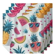 Jiayy Pineapples Watermelon Sunglasses Dinner Napkin for Dining Table Kitchen Party 6 PCS