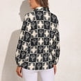 thumbnail image 3 of Black And White Check Print Blouse Daisy Block Retro Custom Blouses Women Streetwear Shirts Summer Long-Sleeve Oversized Top, 3 of 7