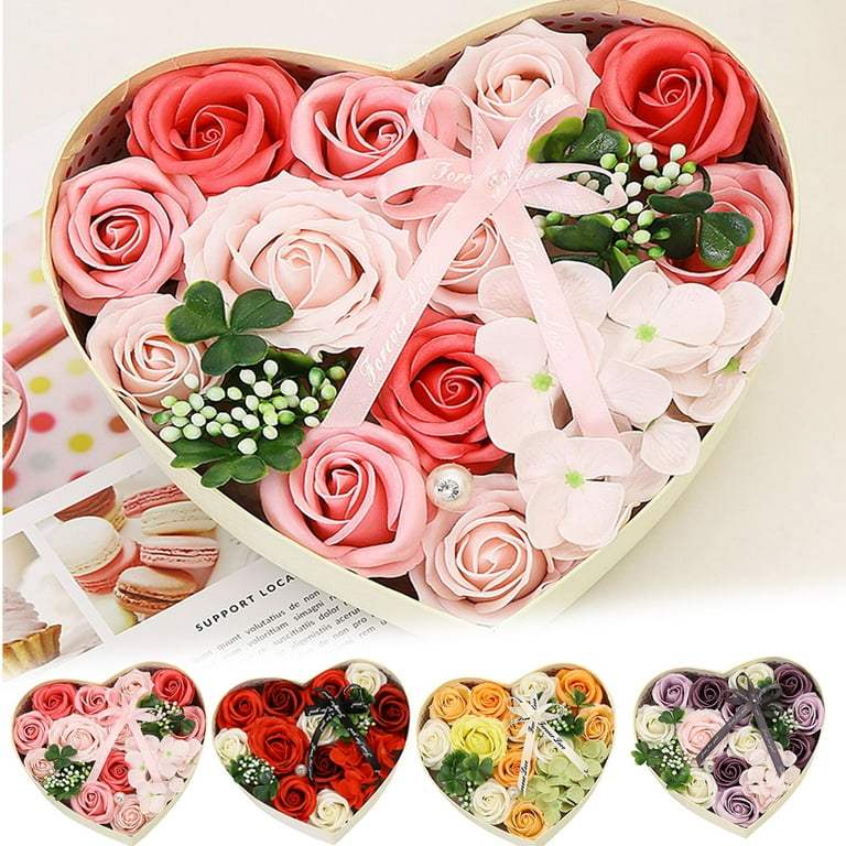 Dainzusyful Gifts For Mom Flower Bouquet Mother's Day Gift 3 Roses Soap  Flower Carnation Bunch Gift Box Living Room Decor Fake Flowers