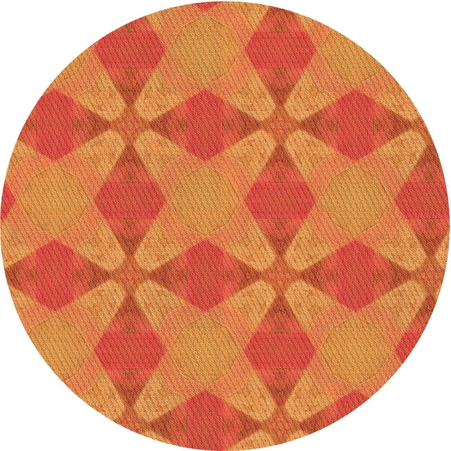 Ahgly Company Tapis Rond Lavable en Machine Intérieur Transitionnel Rouge Écarlate, 4 Pieds Rond