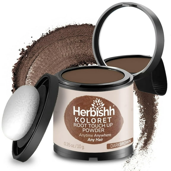 Koloret Root Touch Up Powder– Dark Brown Powder for Women & Men, Instant Root Cover Up for Gray Coverage, Hairline Concealer for Thinning Hair & Bald Spots, Water-Resistant & Smudge-Proof, 10g