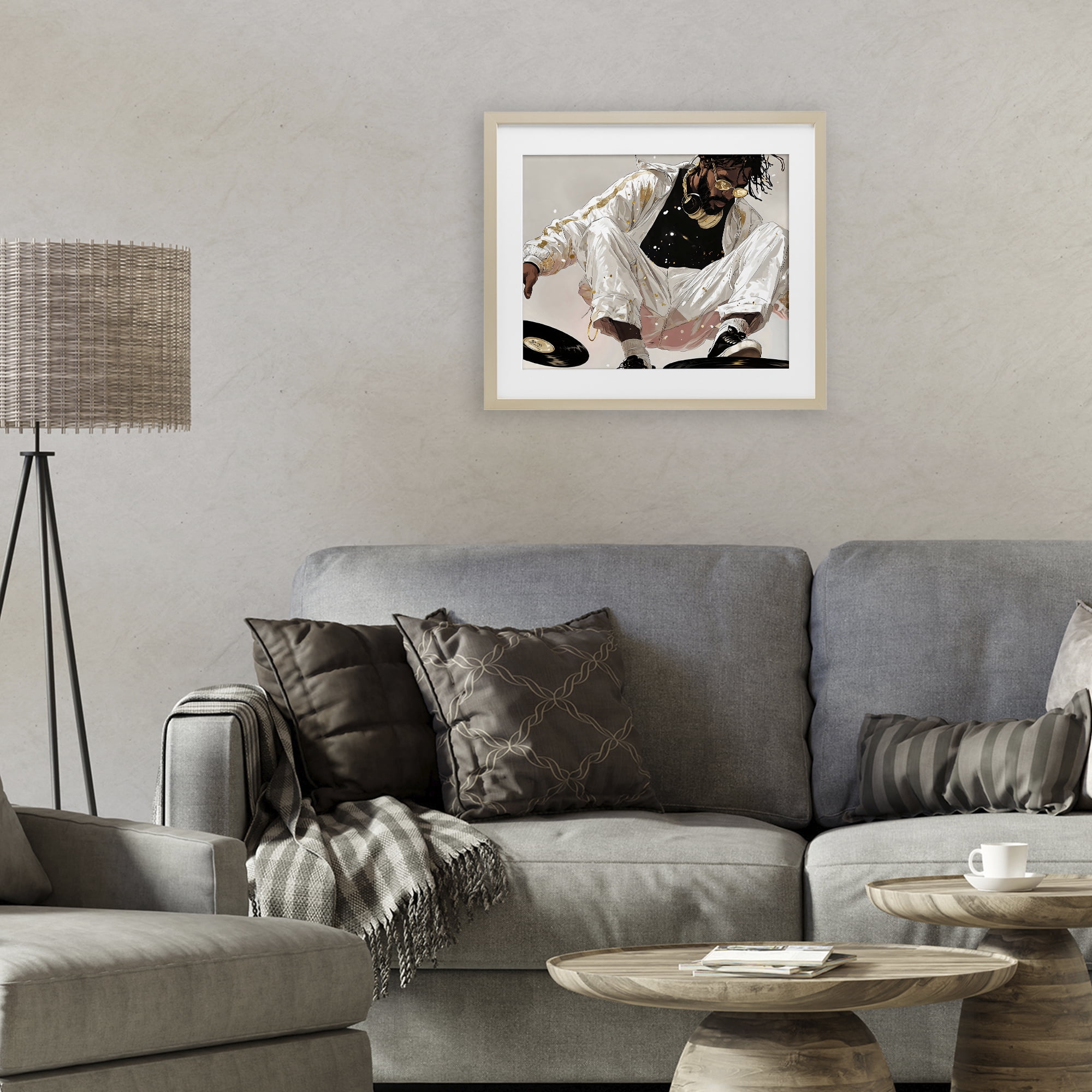Stupell Industries Record Dance Stylish DJ Birch Framed Print Under Glass, design by Franklyn Gregory