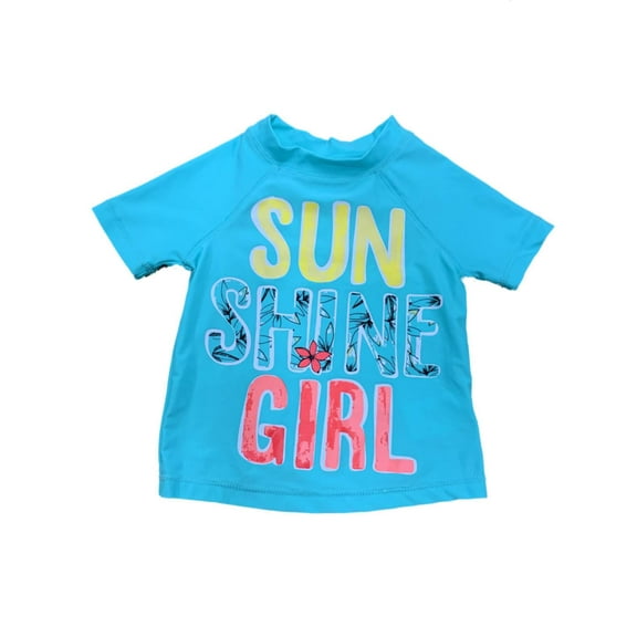 Joe Boxer Girls Aqua Sun Shine Girl Rash Guard Swimming Suit Bathing Suit Top XS