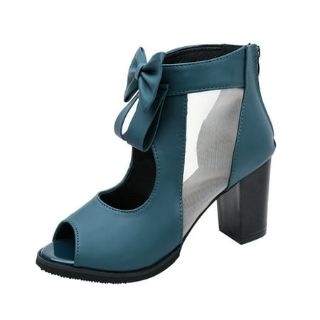 

Women s Mesh Sandals Fashion Summer Fish Mouth Mesh Sandals Women s High-Heeled Sandals Mesh sandals for Women Blue