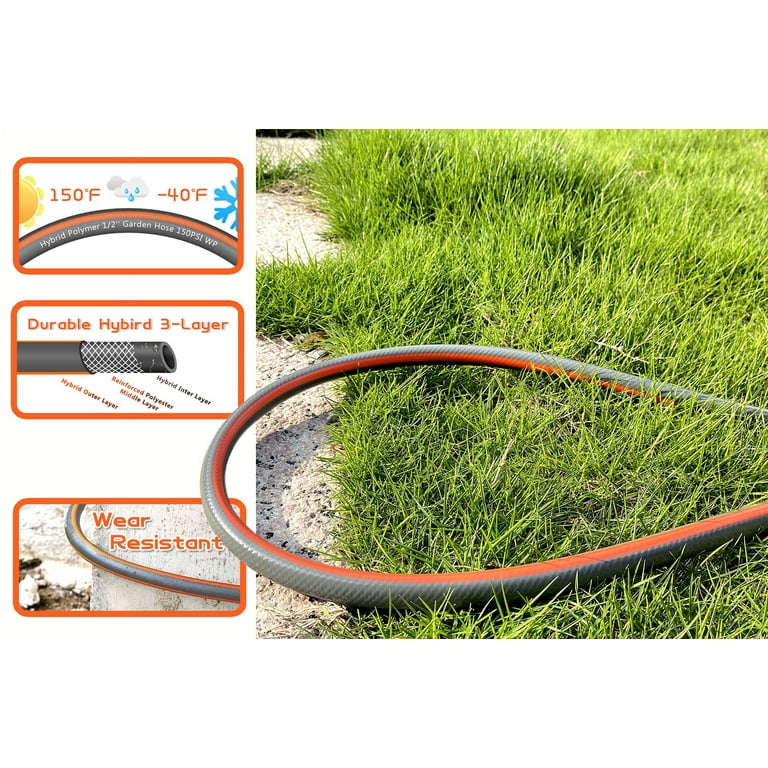 Retractable Garden Hose Reel with 100FT Water Hose, Wall Mount & 180°Swivel Bracket - 100FT water hose - 100FT water hose - Black