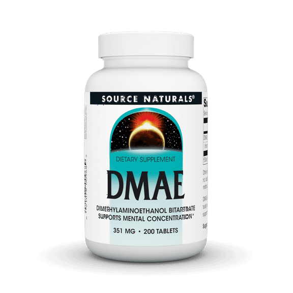 Source Naturals DMAE Dimethylaminoethanol Bitartrate Supports Mental Comcentration* 351 mg - 200 Tablets
