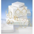 thumbnail image 5 of Jewelstop 10K Yellow Gold Shiny Textured Twisted Hoop Earrings, Hinged Clasp 3x24mm, 5 of 7
