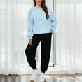 thumbnail image 2 of BLOCLOALO 2 Piece Lounge Set Long Sleeve Pullover Sweatshirts Autumn Winter Solid Color Long Pants Sports Suit Pullover Crewneck Sweaters Sweatpants and Sweatshirt Set Lounge Outfit Light Blue S, 2 of 9