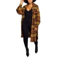 thumbnail image 1 of GHSDFBB Women's Lounge Lapel Button Up Long Sleeve Plaid Long Shirt Jacket Shacket, 1 of 4
