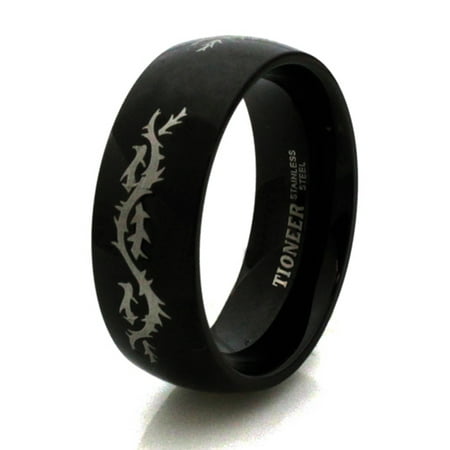 Barbed Wire Band - Black Stainless Steel Barbed Wire Wedding Band Ring