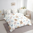 thumbnail image 3 of Manfei Blue Bow Bear Bedding Comforter Set 7pcs for Teen, Watercolor Stars Print King Bedding Sets, Kawaii Cartoon Theme Reversible Bed Sheets, Breathable Home Decor, 3 of 7