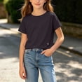 thumbnail image 2 of FRSASU Girls T Shirts 100% Cotton Short Sleeve Tops Kids Summer Casual Crewneck Basic Tees 3-15 Years Black, 2 of 5