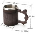 thumbnail image 4 of Taza de cerveza rústica de madera hecha a mano Taza de acero inoxidable de madera ecológica de roble real (450 ml) - Taza de cerveza vikinga de madera - Jarra de cerveza Taza de Halloween re, 4 of 5