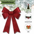 thumbnail image 5 of Red Christmas Bow Plastic Glittery Wreath Bows Holiday Thanks Giving Decorative Ornaments Perfect for Tree Filler Garland Home Door Window Decor Decorations 13x9" inches Set of 2, 5 of 7