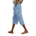 thumbnail image 1 of Pantalón Corto con Cintura Elástica y Estampado de Rayas, Color Azul, Talla S, 1 of 3