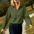 thumbnail image 6 of Tusihei Women Collared Long Sleeve Zip Up Drawstring Casual Cropped Jacket Outdoor Tops Loose Fit Pullover Blouse Lightweight Spring Summer Streetwear, Green XL, 6 of 8
