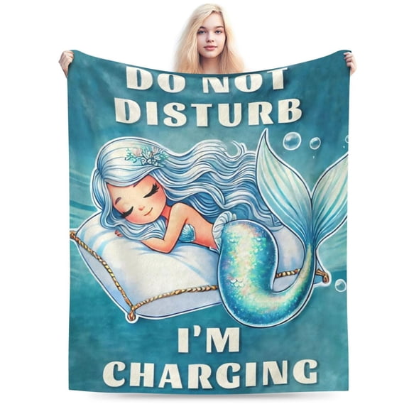 Mermaids Throw Blanket for Adult, Mermaids Lovers Gifts Blanket Cute Animal Home Room Decor, Flannel Soft Blanket 50x40