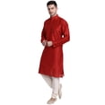 thumbnail image 4 of SKAVIJ Men's Art Silk Printed Kurta Pajama Set Festive Wear Suit Red M, 4 of 6