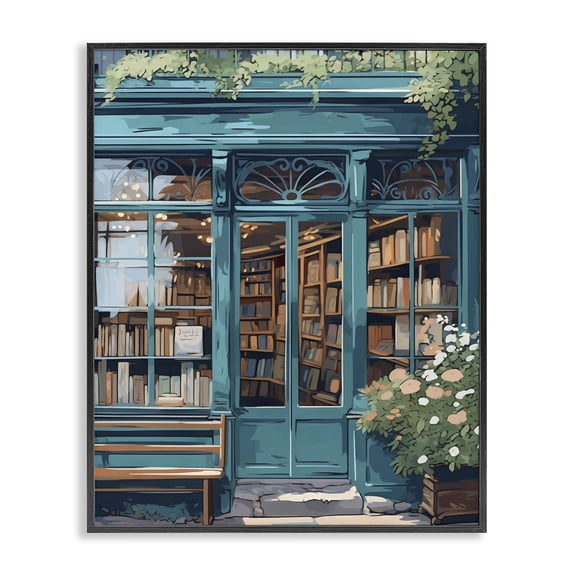 Stupell Industries Eclectic Book Shop Facade Black Framed Giclee Art, 11 x 14, by LSR Design Studio