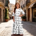 thumbnail image 5 of ITSAME Girls A-Line Dress Crew Neck 3/4 Sleeve Flowy Ruffle Summer Casual Fashion Printed Dress White Size 8, 5 of 7