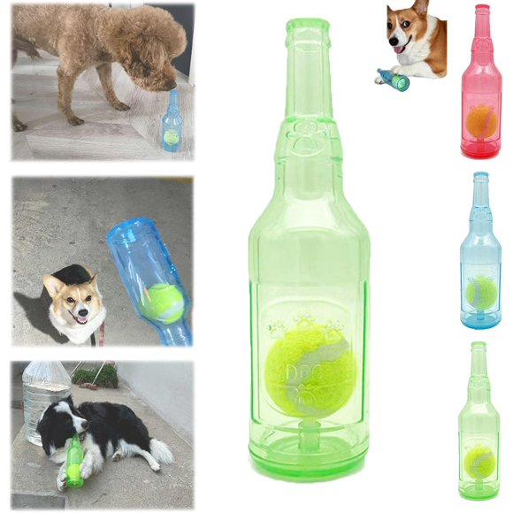 Yazoeia Zentric Crunchnplay Bottle Toy,Bottle Chew Toys for Dogs,Zentric Shop Bottle Toys for Dogs,Plastic Bottle Toys for Dogs with Ball,Crunchnplay Bottle Toy for Dogs (Green, small) CJC912-106778