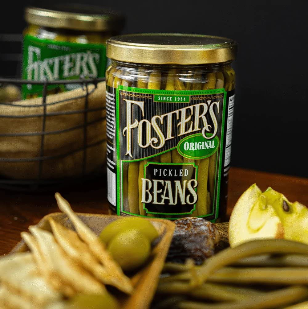 Fosters Pickled Green Beans- Original- 32oz (2 Pack) - Pickled Green Beans in a Jar - Traditional Pickled Vegetables Recipe for 30 years - Gluten Free- Fat Free - Preservative Free - Pickled Beans