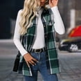 thumbnail image 3 of CCRFTGI Womens Vests Flannel Plaid Print Cardigan Vest Casual Lapel Sleeveless Blazer Jackets Outerwear 2025 Fall Winter Open Front Button Down Jackets Green S, 3 of 8