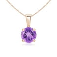 thumbnail image 1 of Angara Collier en Améthyste Naturelle - Pendentif Solitaire Rond en Or Rose 14K avec Broches pour Femmes, 1 of 9