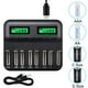 thumbnail image 1 of Cargador de batería de 8 ranuras Cargador de batería recargable AA / AAA / C / D alimentado por USB con pantalla LCD Speravity EL5158-00B, 1 of 2