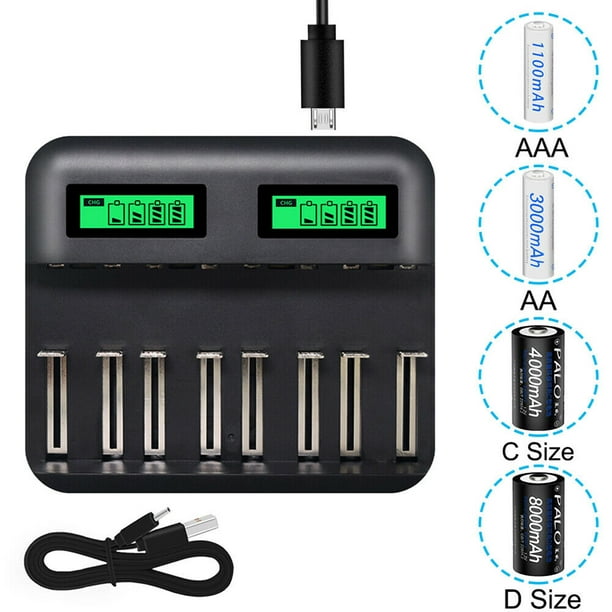 Tureclos 8 Slot Battery Charger Usb Powered Aa Aaa C D Rechargeable