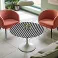 thumbnail image 4 of Grey Lines Elastic Fitted Round Table Cover Stripe Waterproof Outdoor Tablecloth for Holiday Party, Picnic, Patio & Dining Fits Tables Up to 55"-60", 4 of 8