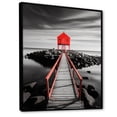 thumbnail image 2 of Designart "Reflective Pier by the Coast I" Nautical & Beach Floater Framed Wall Art Living Room, 2 of 7