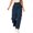 Navy, variant on Women's Straight Leg Cargo Pants, Elastic Drawstring Waist Casual Trousers with Multiple Pockets, Loose Fit Outdoor Hiking Pants for Daily Wear, Gym and Utility Style Beige L