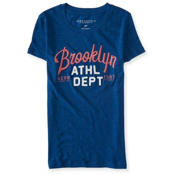 Camiseta adornada Aeropostale Brooklyn Script para mujer azul extragrande