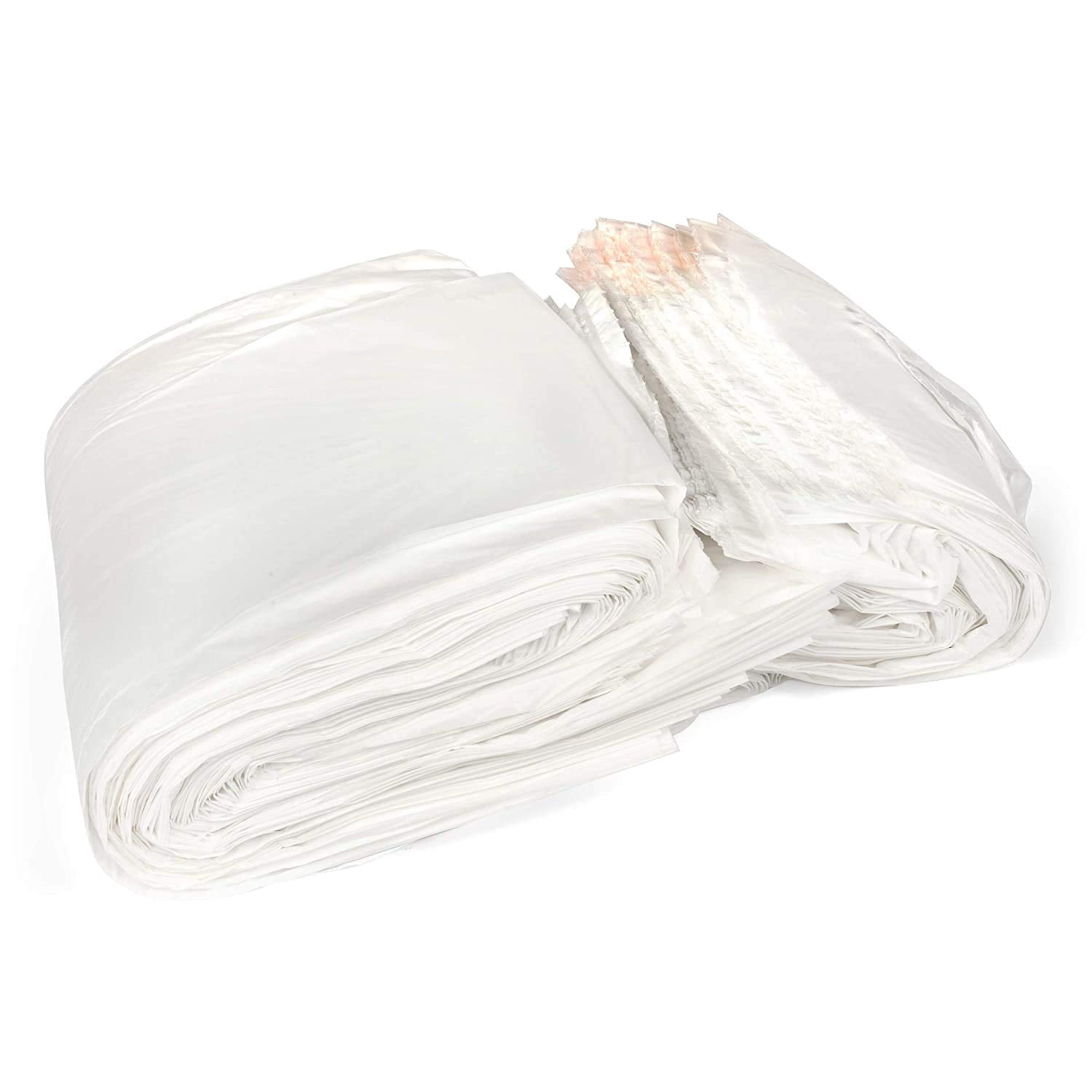 Aluf Plastics 45 Gallon Trash Bags, 40" x 46" , White (Pack of 100) - For Bathroom, Household, Office, and Lightweight Garbage - Coreless Rolls