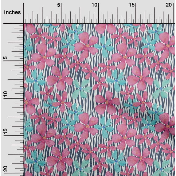 oneOone Cotton Poplin Twill Pink Fabric Flower Watercolor Diy Clothing Quilting Fabric Printed Fabric By Yard 56 Inches Wide