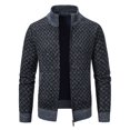 thumbnail image 3 of Timoontee Men's Cardigan Coats Modern Fit Long Sleeve Knitted Coats Full Zip Stand Collar Casual Tops Solid Pockets Outerwear Coats Dark Gray M, 3 of 6