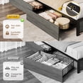 thumbnail image 5 of Bolvdo Twin Bed Frame with Two-Tier Storage Headboard, USB Port and LED Light, Four Storage Drawers, Grey, 5 of 7