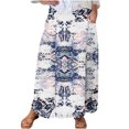 thumbnail image 2 of Women's Printed Elastic Waistband Pleated Pocket Skirt With Mid Calf Skirt White S, 2 of 5