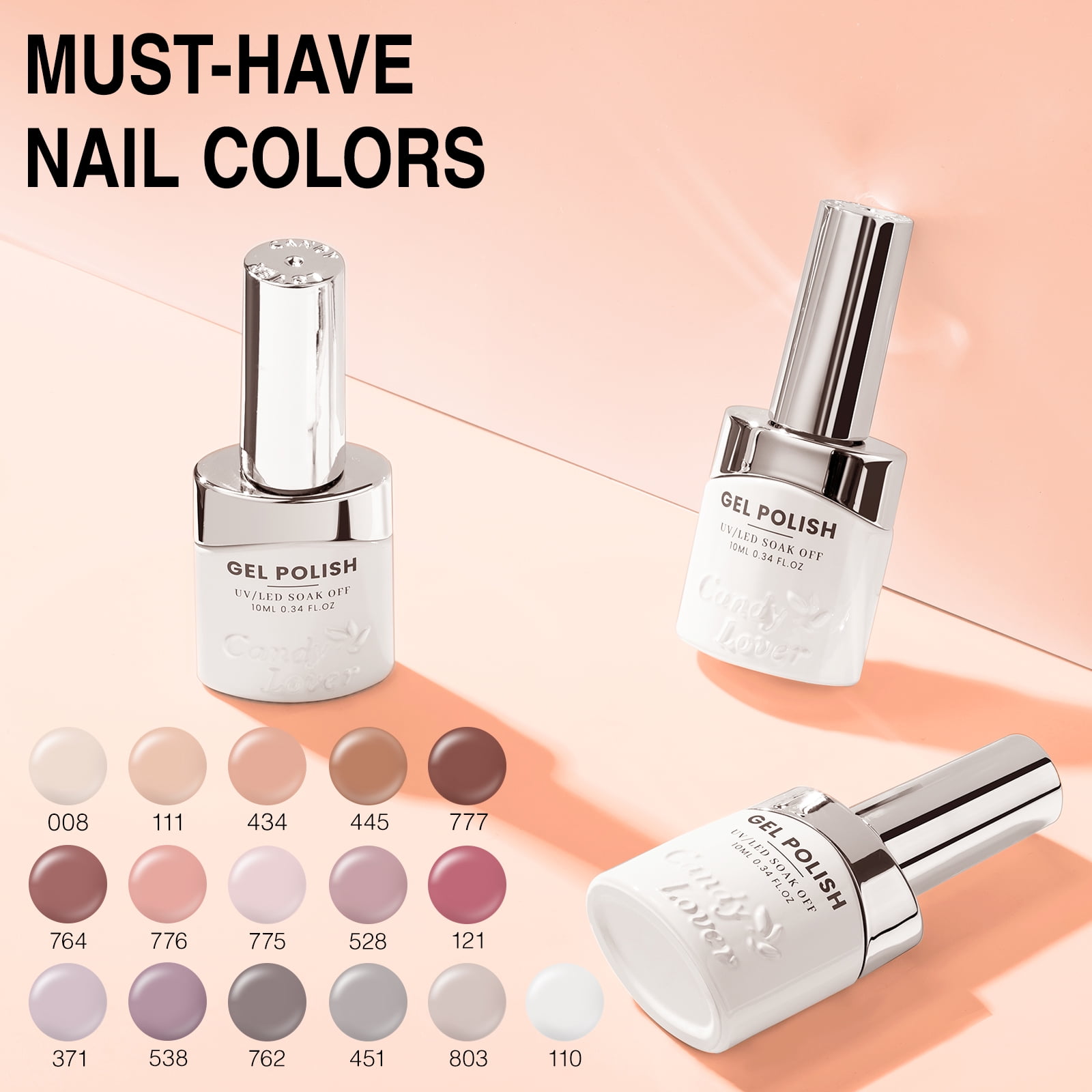Candy Lover Gel Nail Kit with UV Lamp, 16 Colors Soft Nudes Gel Nail Polish Set, 132W UV Nail Light & Nail Art Accessories, Valentine's Gift for Girls Women