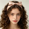 thumbnail image 4 of UJNDER Summer French Floral Print Silk-like Headband for Hair Wrap Scarf Bow Tie Soft Boho Style Head Tie Accessory Headbands for Women,01_Beige,One Size, 4 of 5