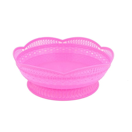 Plastic Fruit Basket With Lid Unique Bargains Plastic Round Shaped Flower Edge Fruit Vegetable Basket Colander Holder Pink ()
