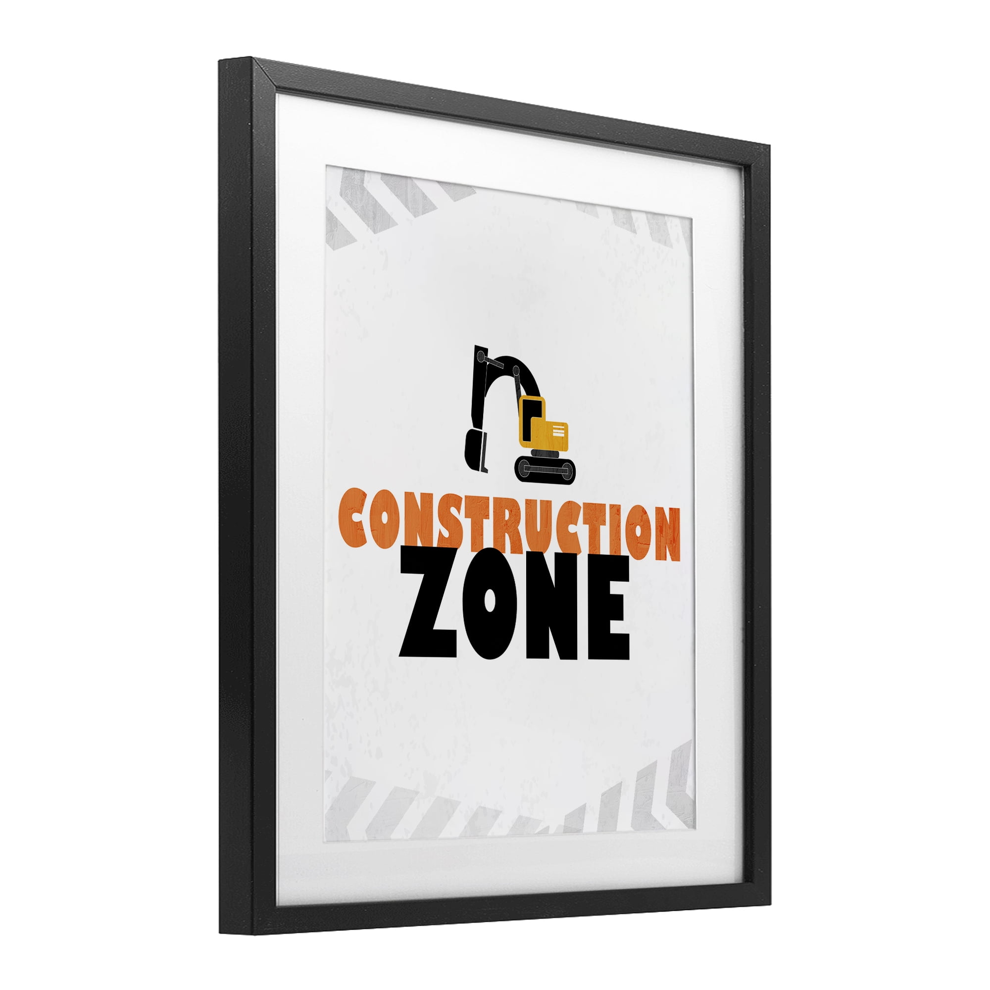 Construction Zone Minimal Black Framed Print Under Glass, design by Kim Allen