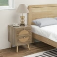 thumbnail image 4 of Patiojoy Rattan Nightstand Set of 2 End Side Table with 2 Rattan Drawers Pine Wood Legs Wood Accent Table, 4 of 10