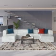 thumbnail image 1 of Modway Mingle Ensemble de Canapé 4 Pcs en Cuir Végane et 2 Ottomans, Blanc, 1 of 11