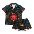 thumbnail image 4 of Garronmavis Ladybug Pajamas for Women Set 2 Piece PJ Soft Comfy Lounge Sets T-Shirt & Sleep Shorts Loungewear Set with Pocket, Black, 4 of 7