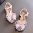thumbnail image 3 of Aayomet Fashion Spring And Summer Girls Sandals Dress Performance Dance Shoes Mesh Rhinestone Bow Hook Girls Jelly Shoes Size 12,Pink 8.5, 3 of 5