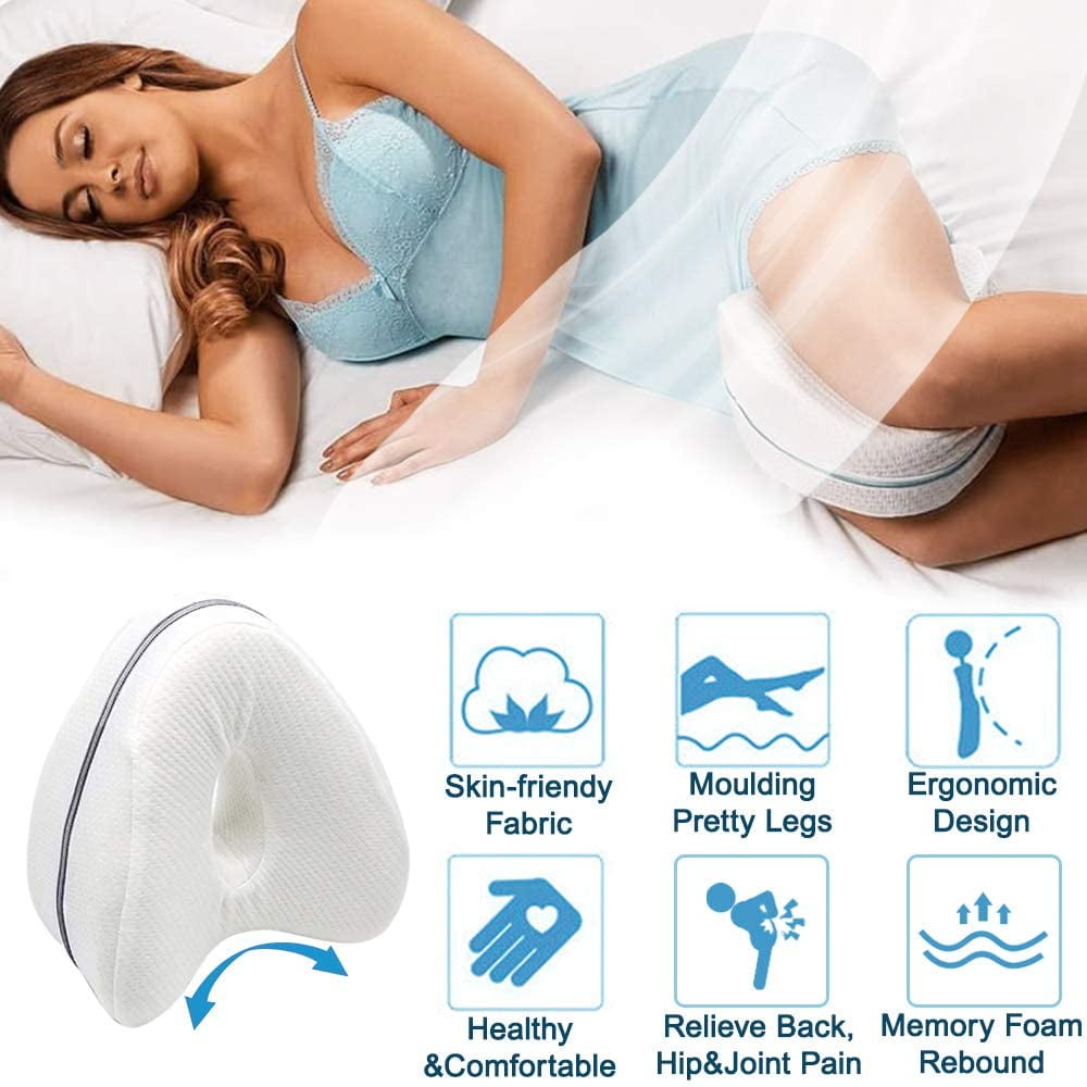 Zecatl Leg Pillow Pillow Leg Pillow Memory Foam Knee Pillow White Side Sleeper Pillow Knee Support Pillow For Sleeping White 25 23 15.5 Cm